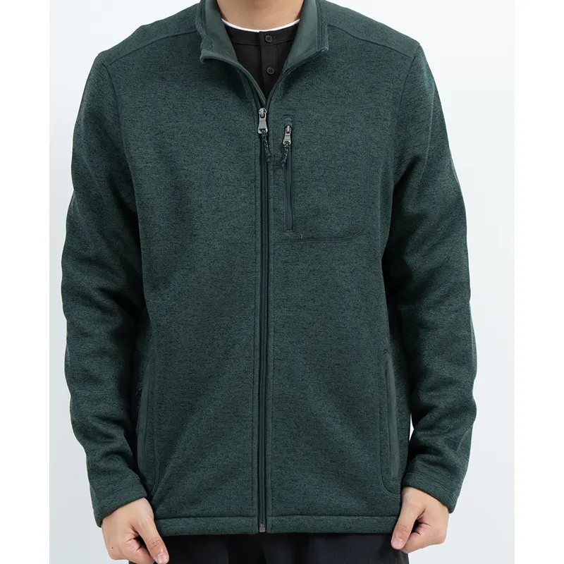Veste zippée verte à col montant avec poitrine zippée et poches latérales Veste zippée verte à col montant avec poitrine zippée et poches latérales