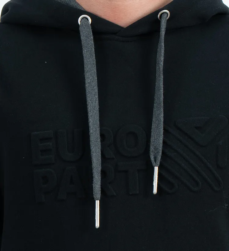 Pullover Hoodie with Raised Tonal Chest Graphic and Truck Back Graphic