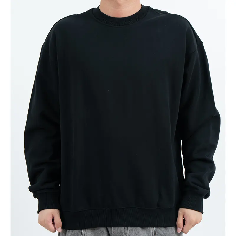 Sweat-shirt oversize noir à col rond et épaules tombantes