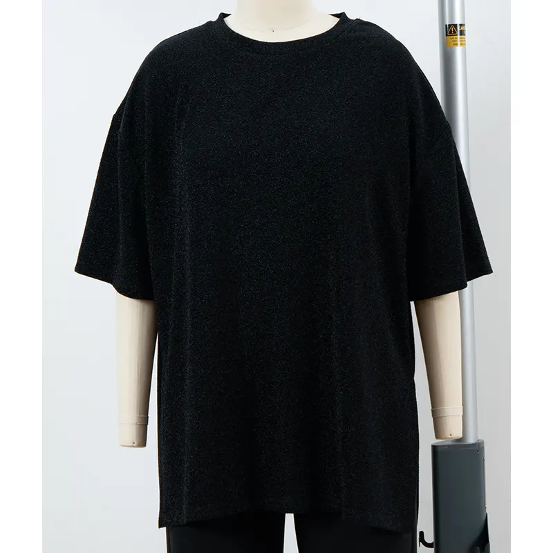 T-shirt oversize à épaules tombantes avec surface texturée et fentes latérales