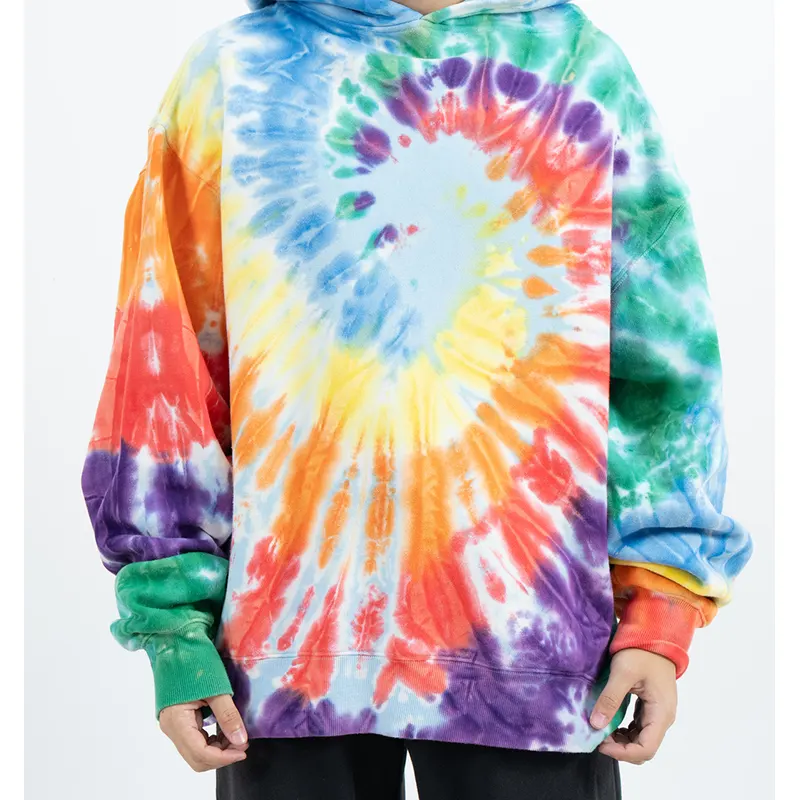 Sweat à capuche oversize avec effet tie-dye en spirale multicolore